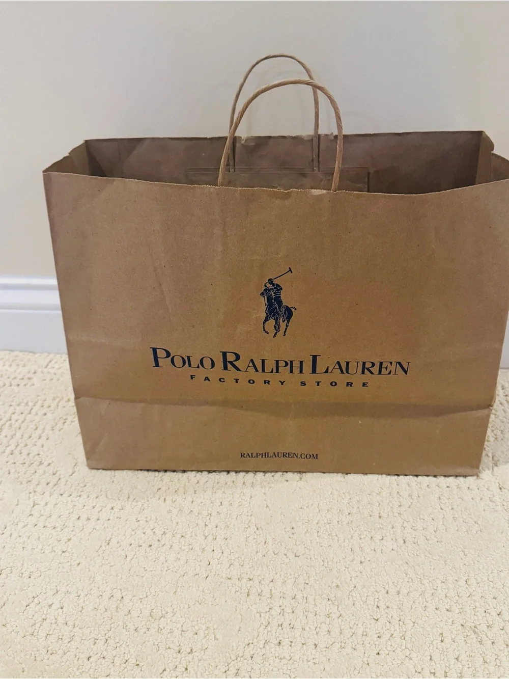 Polo Ralph Lauren Logo Brown Solid Paper Gift Shopping Bag Large 16x12x6 Empty